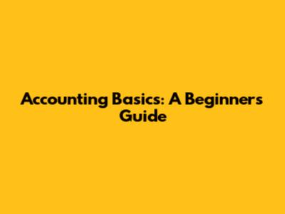 Accounting Basics: A Beginner's Guide