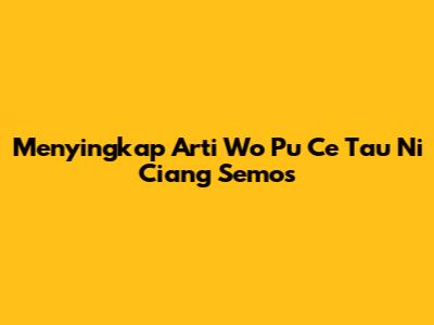 Menyingkap Arti 'Wo Pu Ce Tau Ni Ciang Semos'
